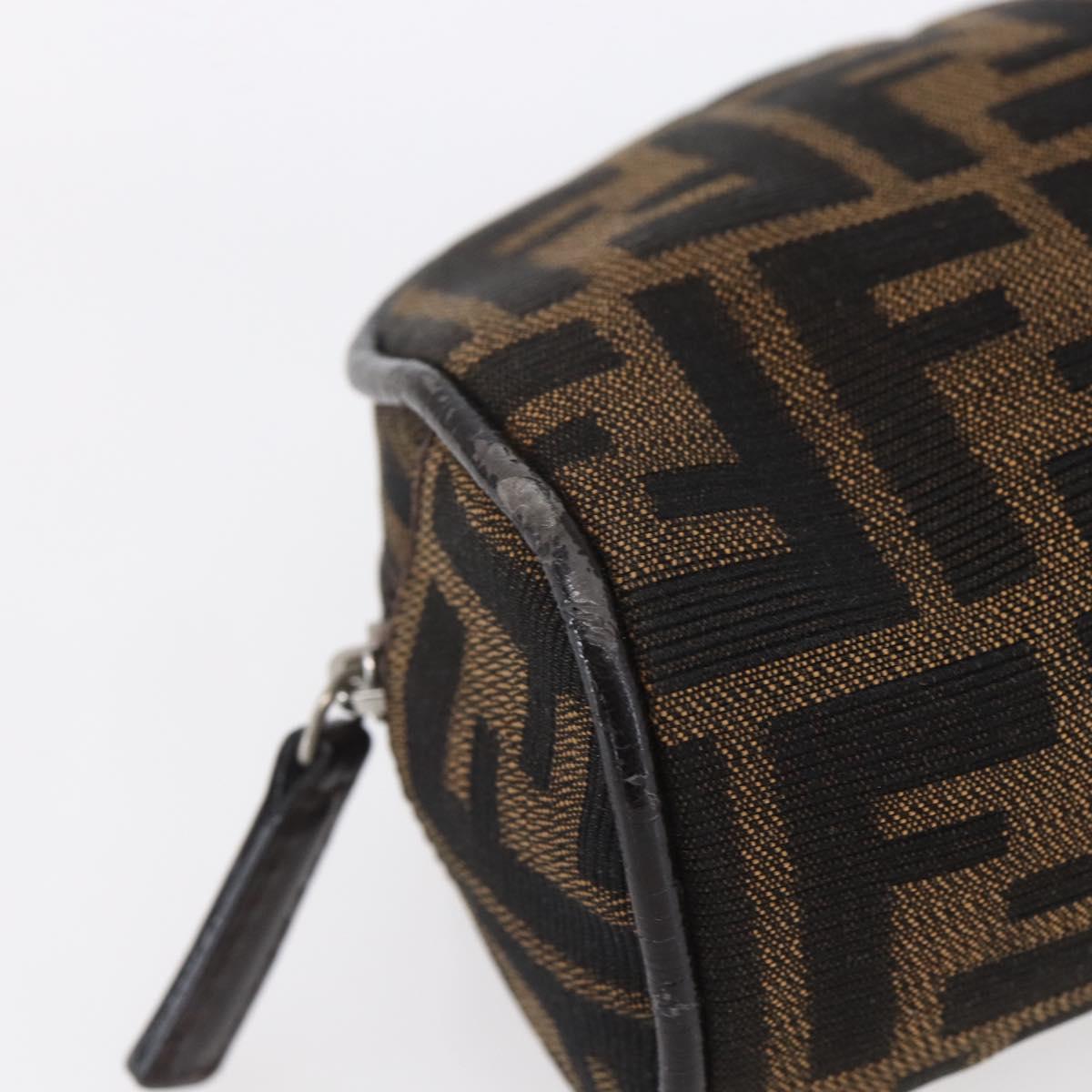 FENDI Zucca Canvas Pouch Hand Bag Black Brown Auth 154968