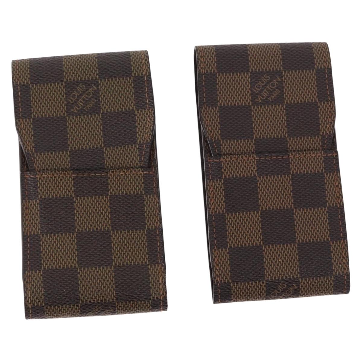 LOUIS VUITTON Damier Ebene Etui Cigarette Case 2 Set N63024 LV Auth 154974