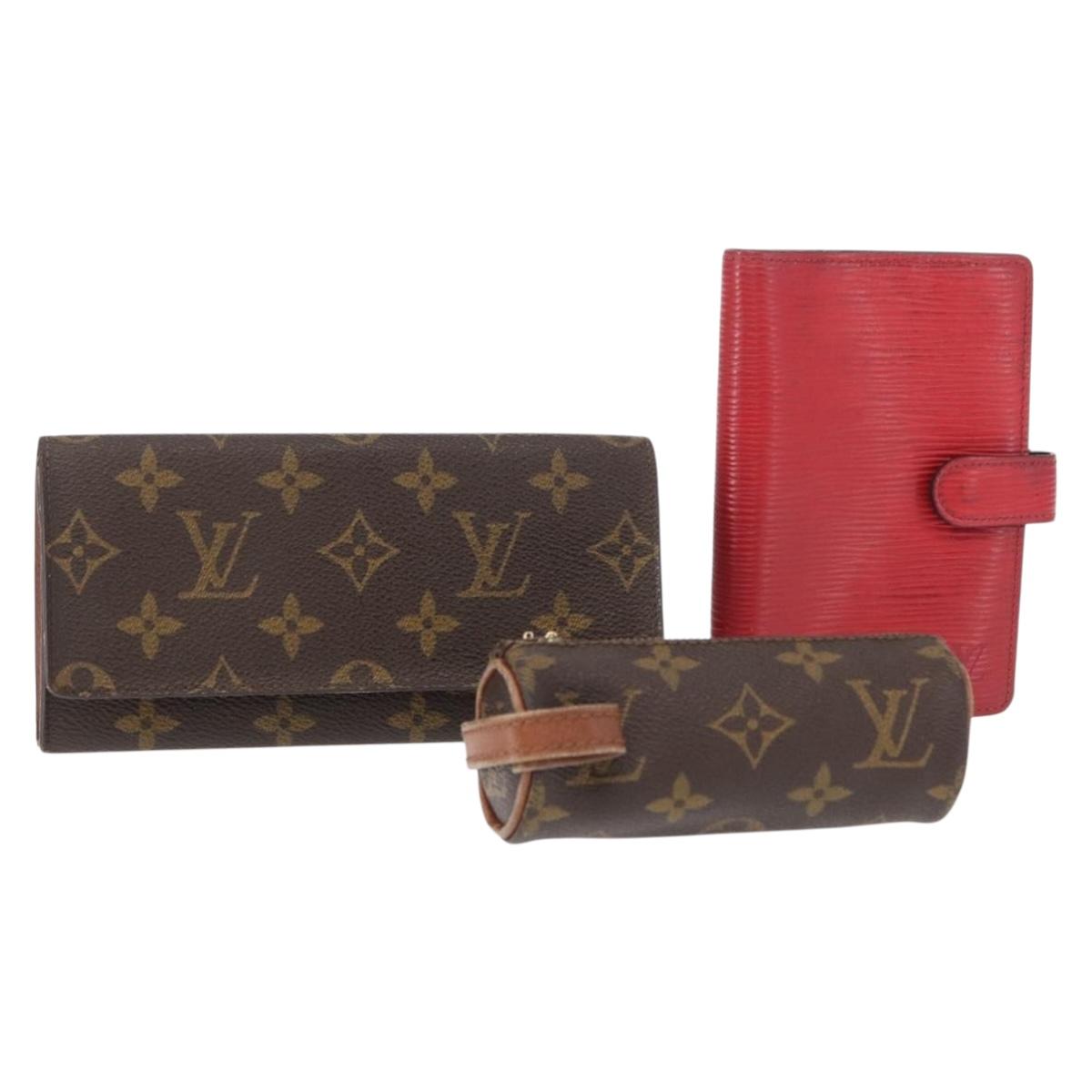 LOUIS VUITTON Monogram Epi Wallet 3 Set Red LV Auth 154976