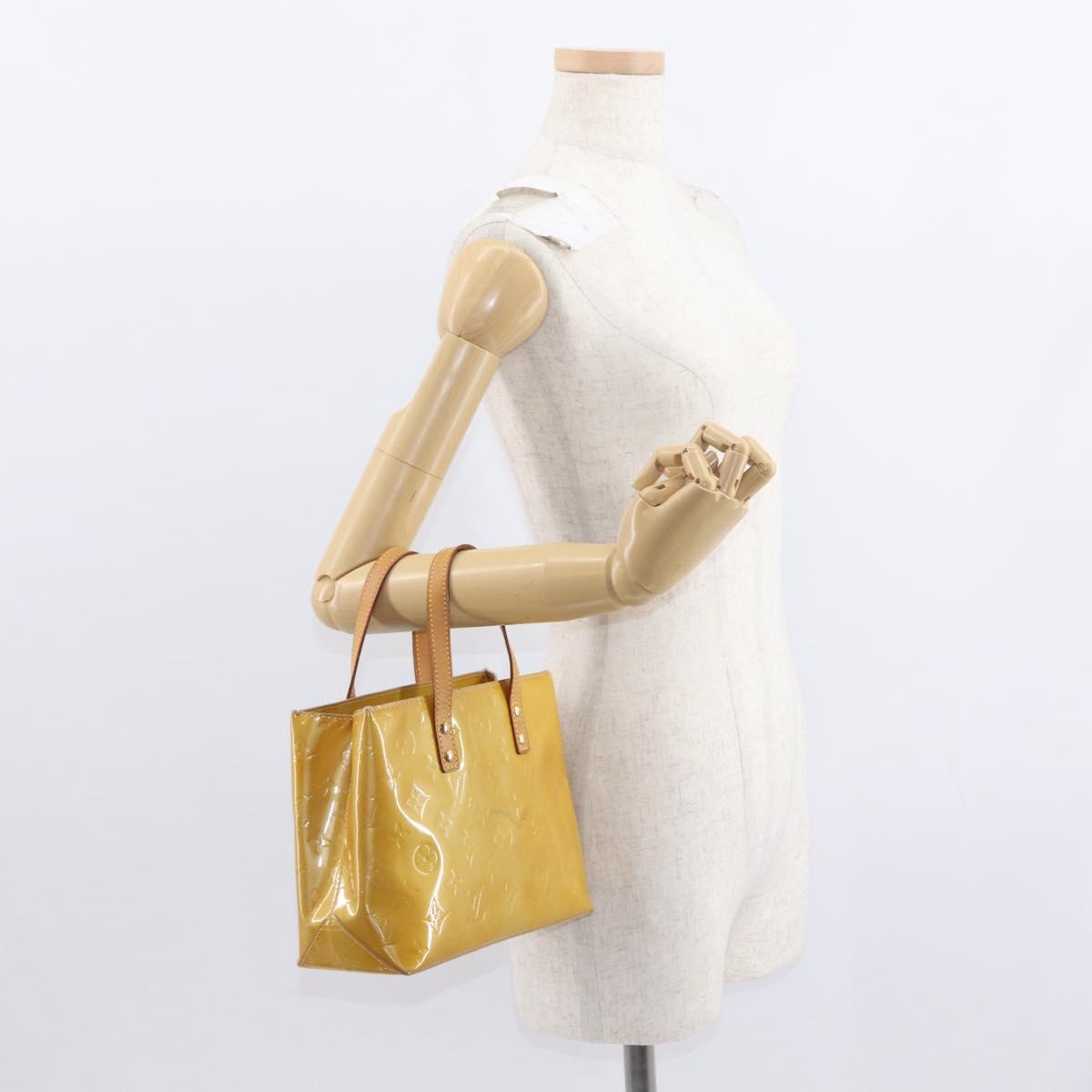LOUIS VUITTON Monogram Vernis Reade PM Hand Bag Beige M91334 LV Auth 155005