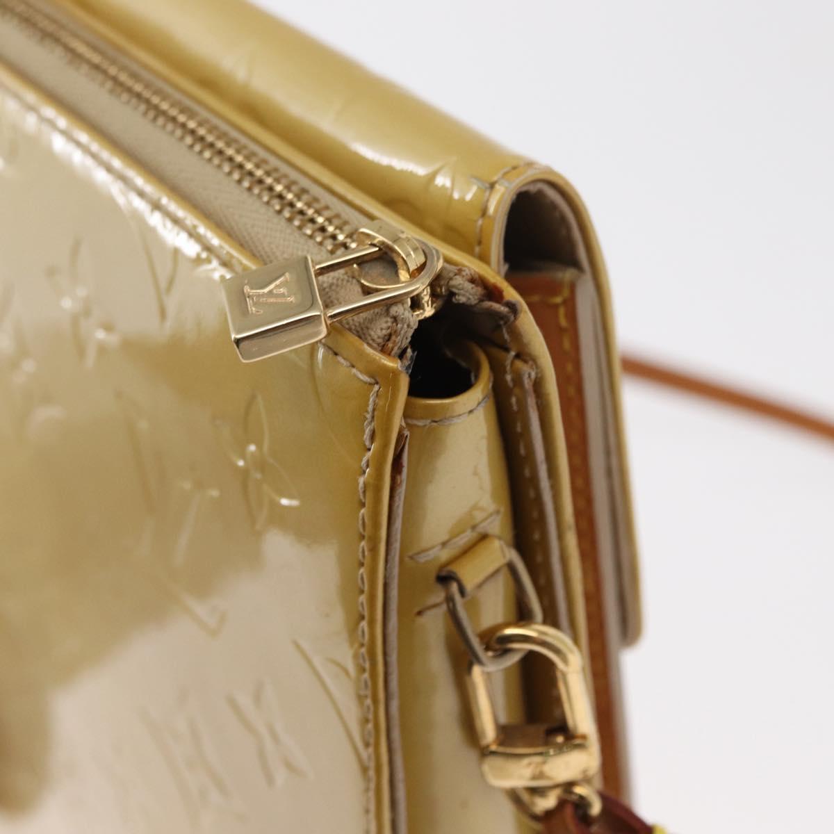 LOUIS VUITTON Monogram Vernis Motto Accessory Pouch Beige M91136 LV Auth 155007