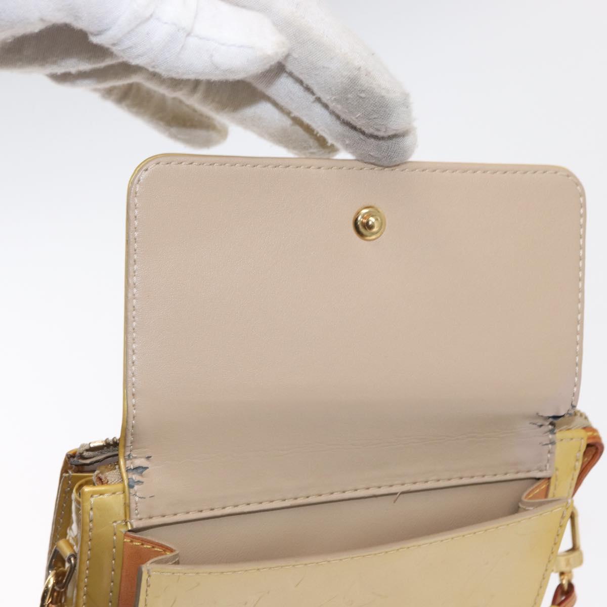 LOUIS VUITTON Monogram Vernis Motto Accessory Pouch Beige M91136 LV Auth 155007