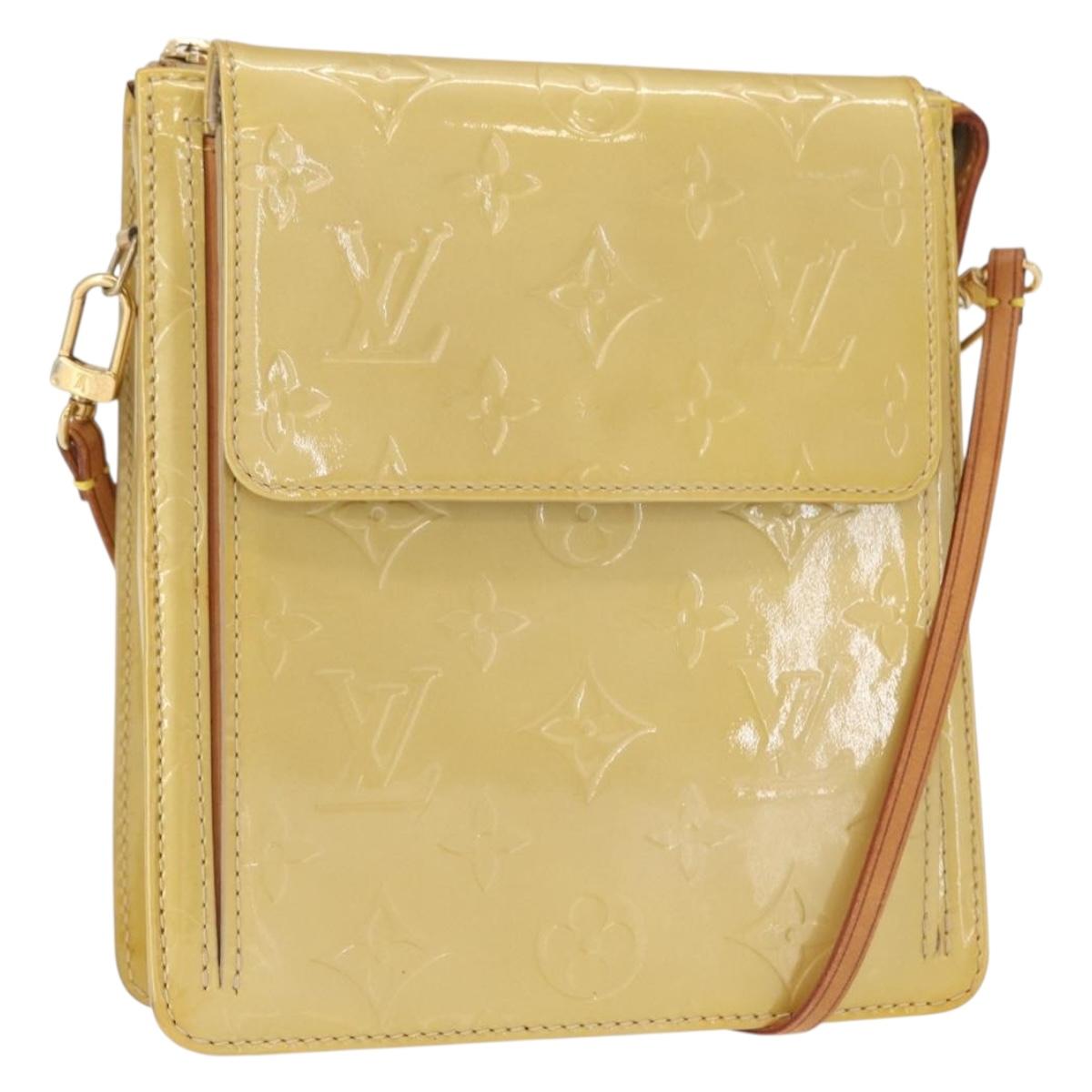 LOUIS VUITTON Monogram Vernis Motto Accessory Pouch Beige M91136 LV Auth 155007