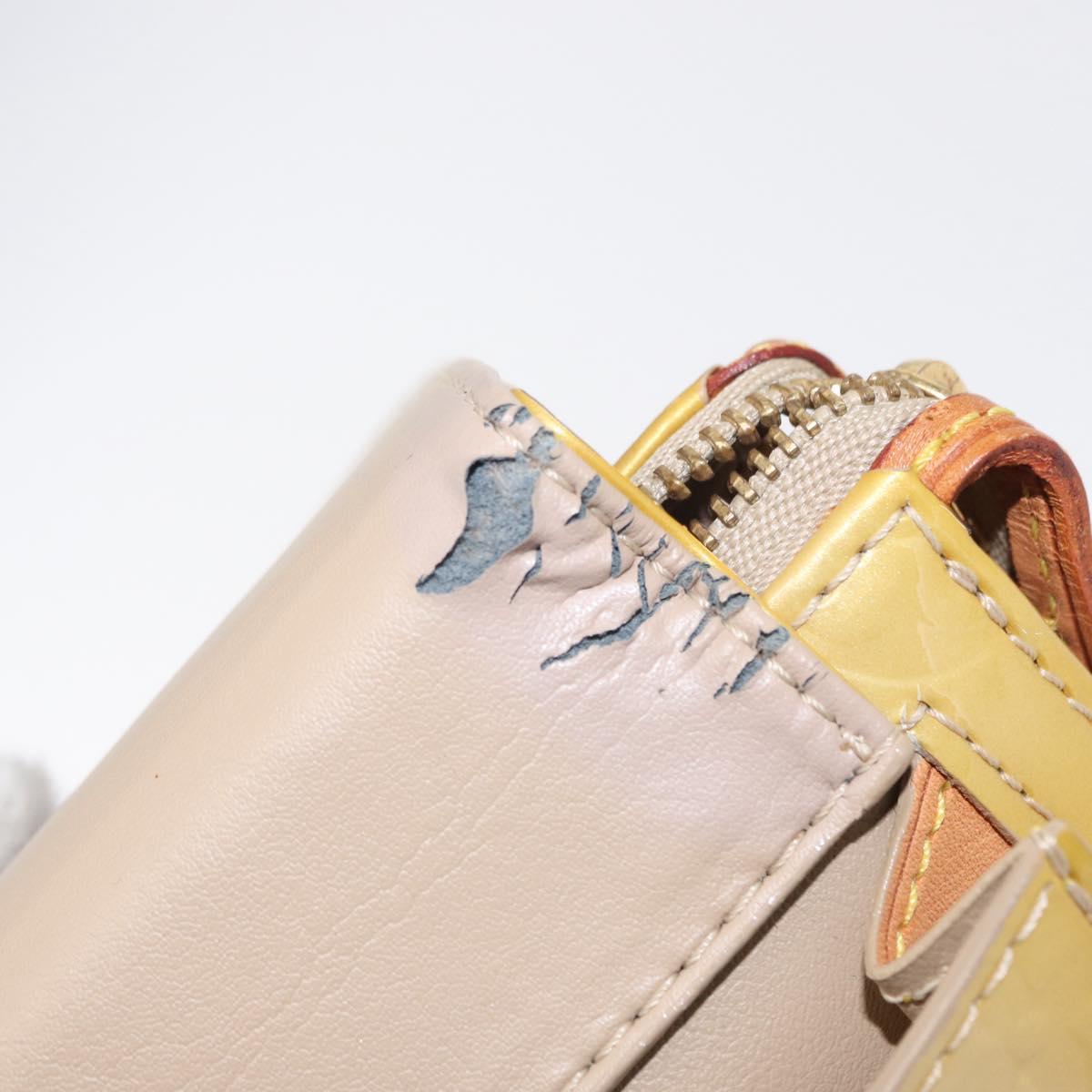 LOUIS VUITTON Monogram Vernis Motto Accessory Pouch Beige M91136 LV Auth 155007