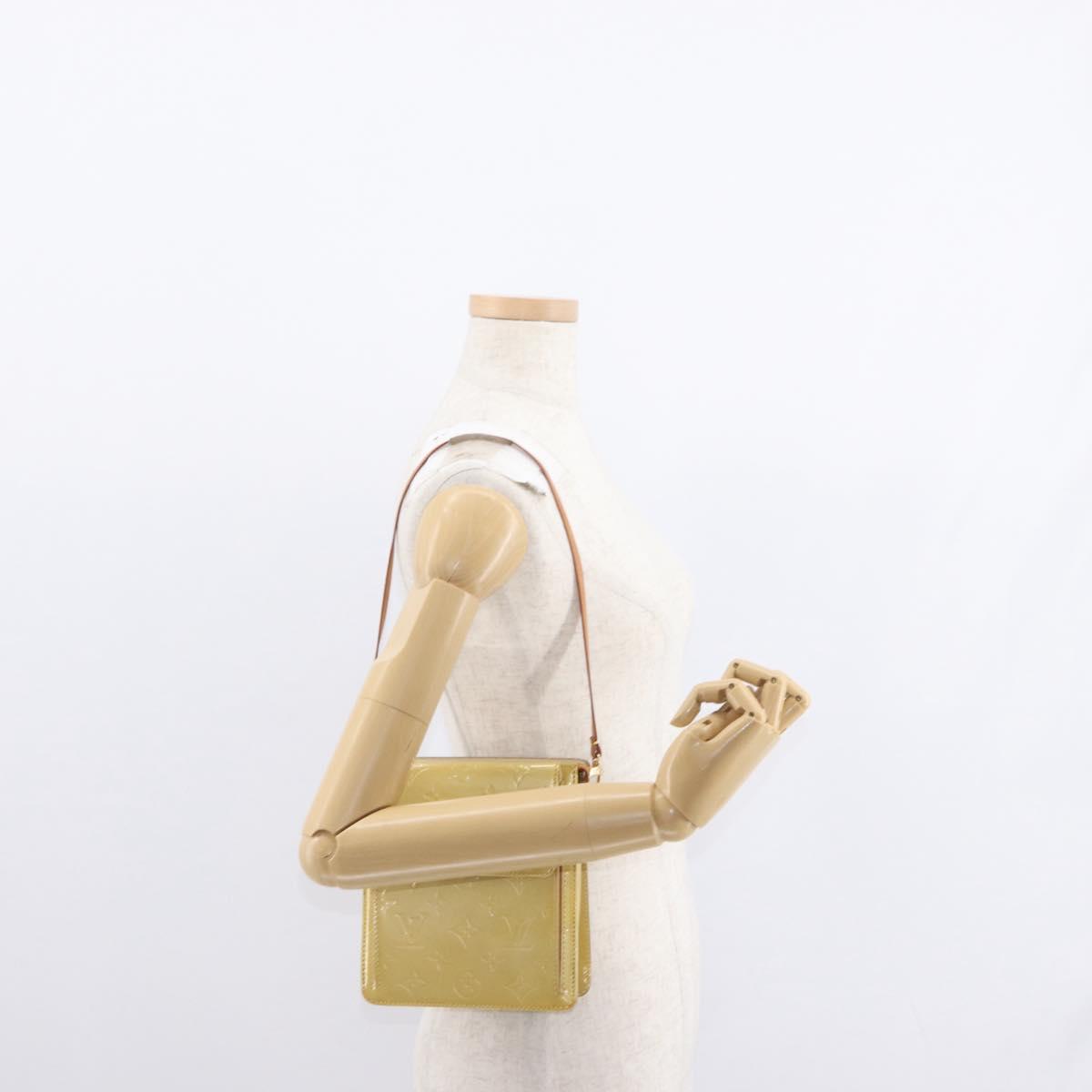 LOUIS VUITTON Monogram Vernis Motto Accessory Pouch Beige M91136 LV Auth 155007