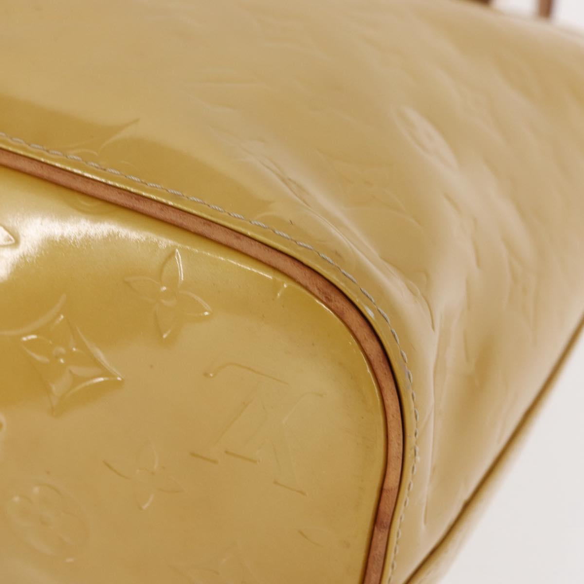 LOUIS VUITTON Monogram Vernis Houston Hand Bag Beige M91004 LV Auth 155016