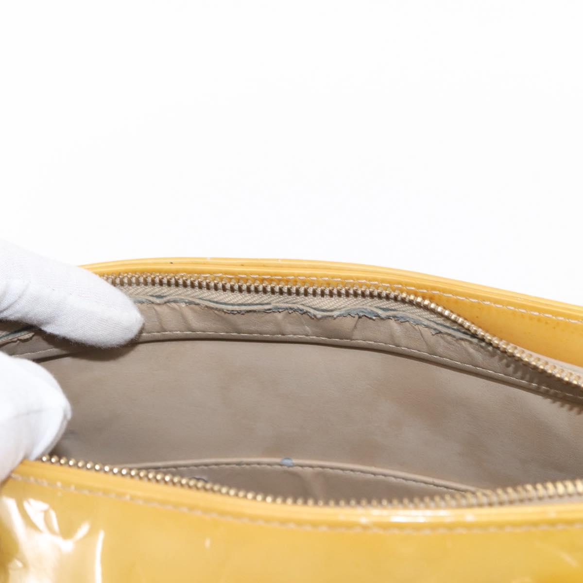 LOUIS VUITTON Monogram Vernis Houston Hand Bag Beige M91004 LV Auth 155016