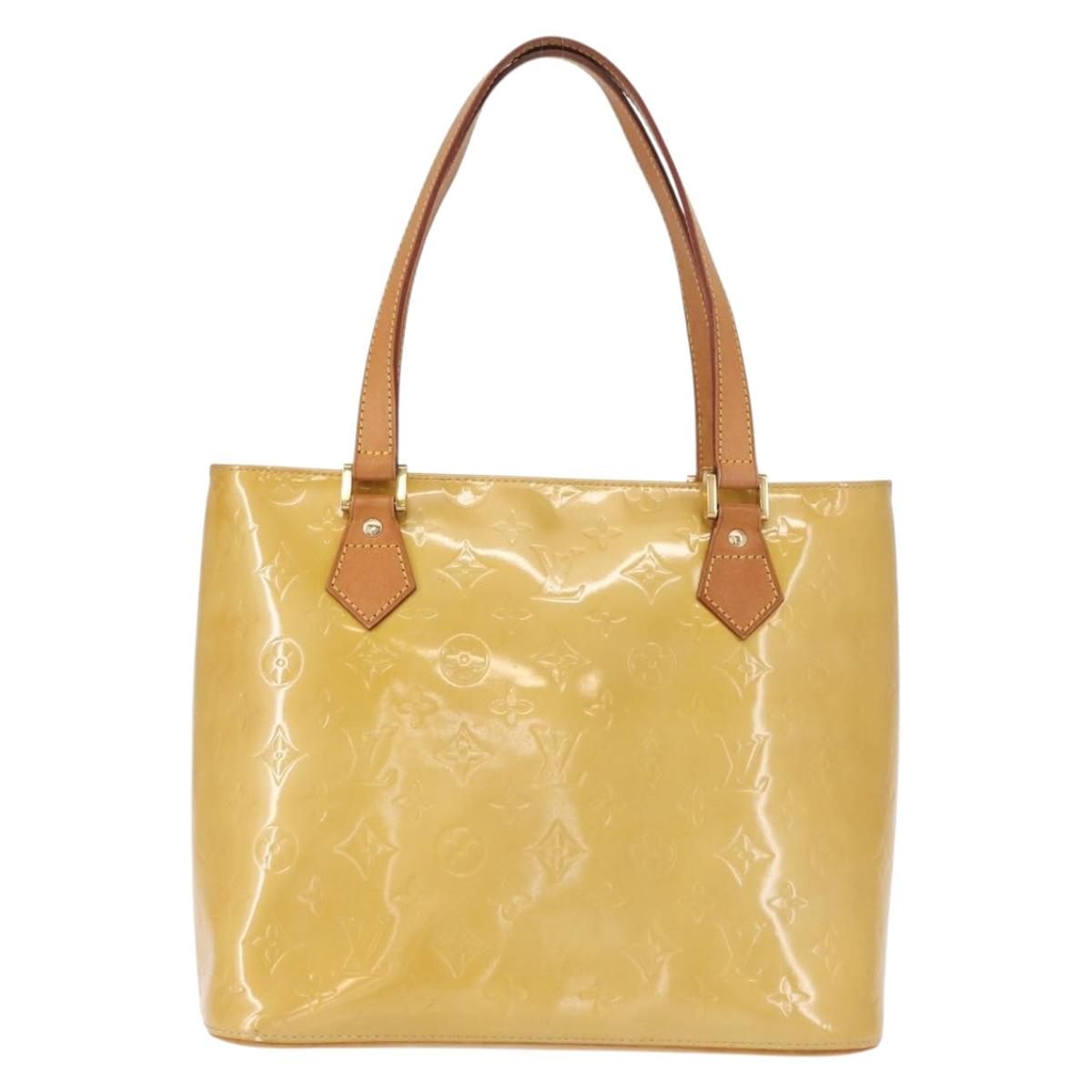 LOUIS VUITTON Monogram Vernis Houston Hand Bag Beige M91004 LV Auth 155016