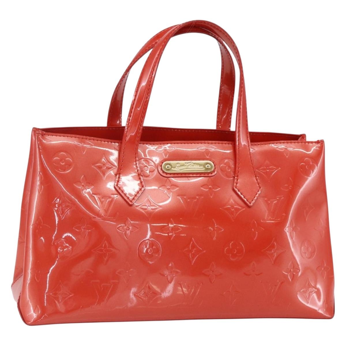 LOUIS VUITTON Vernis Bluebird Wilshire PM Bag Orenge Sunset M93644 Auth 155019