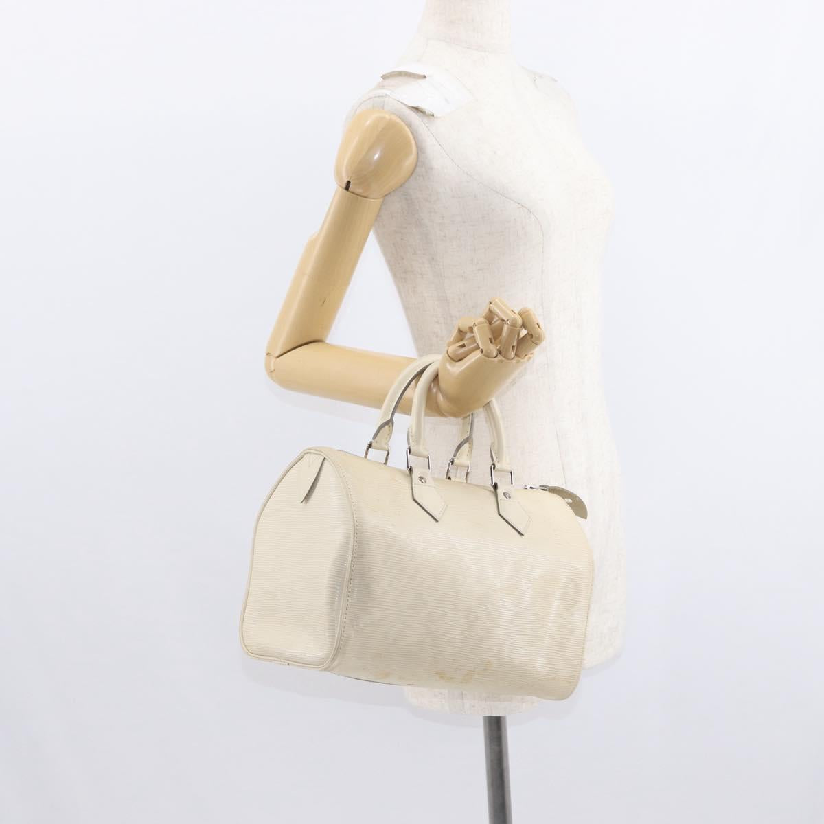 LOUIS VUITTON Epi Speedy 25 Hand Bag White Yvoire M5923J LV Auth 155022
