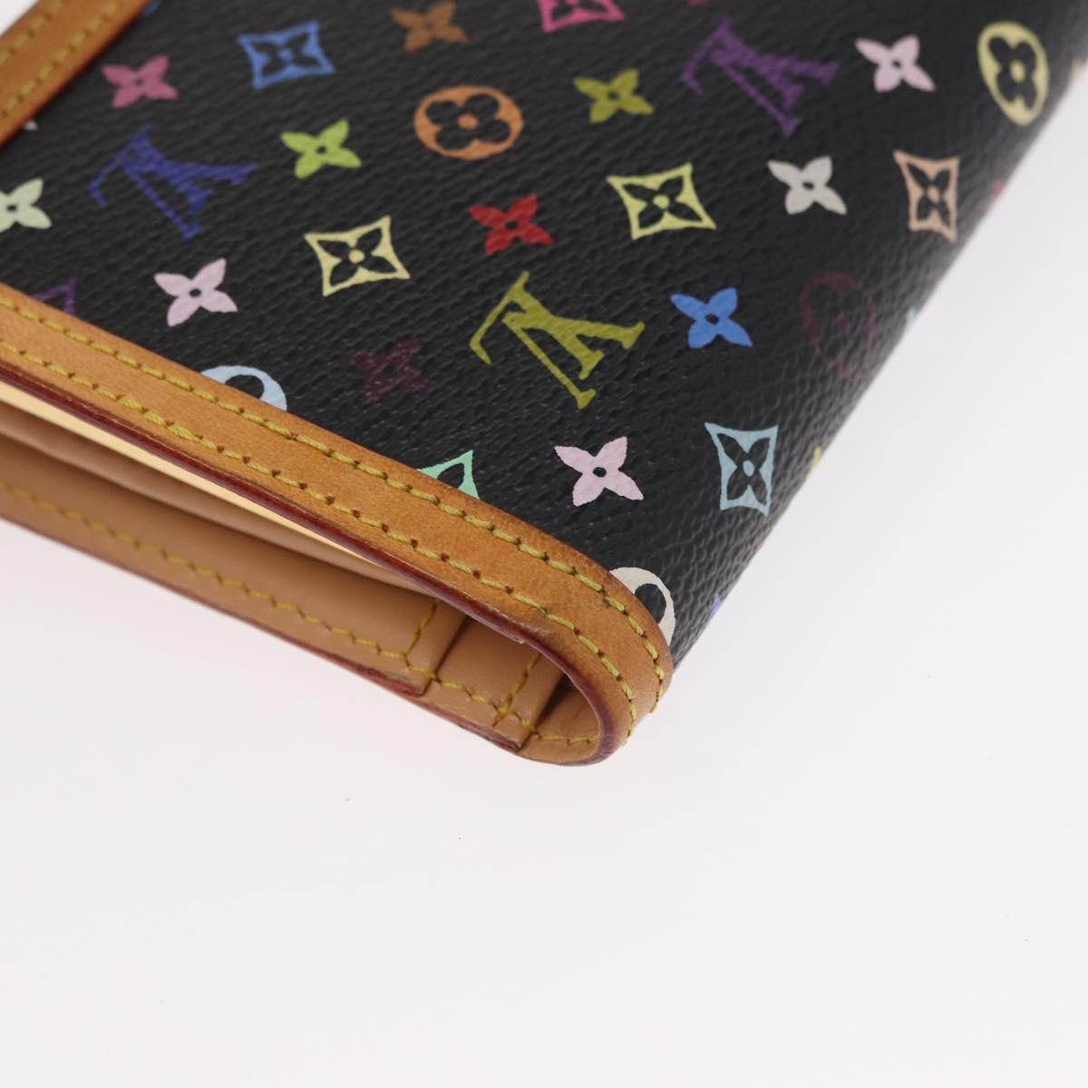 LOUIS VUITTON Multicolor Portefeuille Viennois Wallet Black M92988 Auth 155054