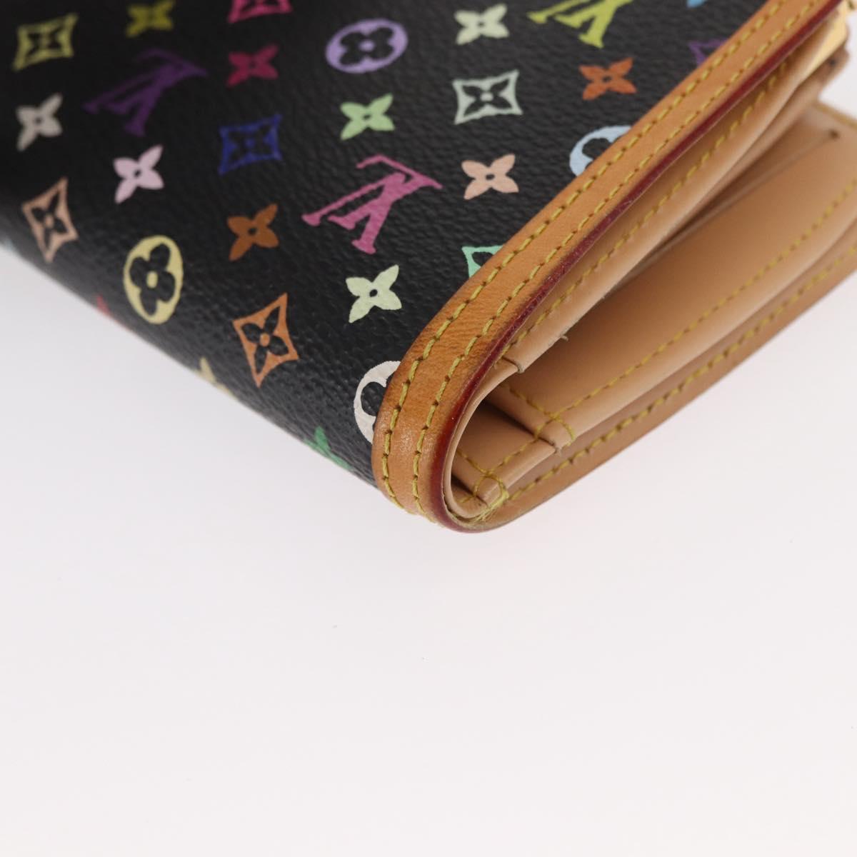 LOUIS VUITTON Multicolor Portefeuille Viennois Wallet Black M92988 Auth 155054