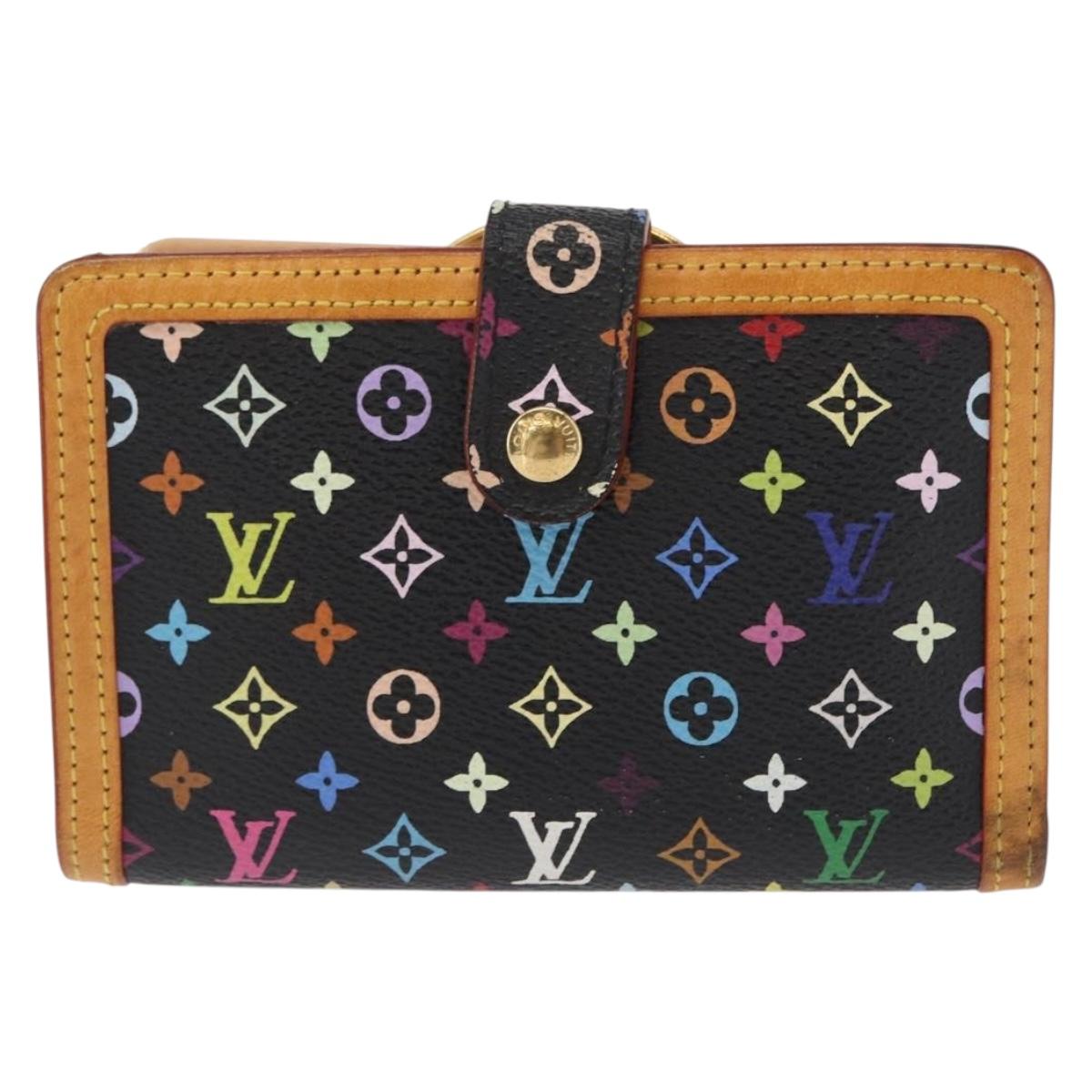 LOUIS VUITTON Multicolor Portefeuille Viennois Wallet Black M92988 Auth 155054