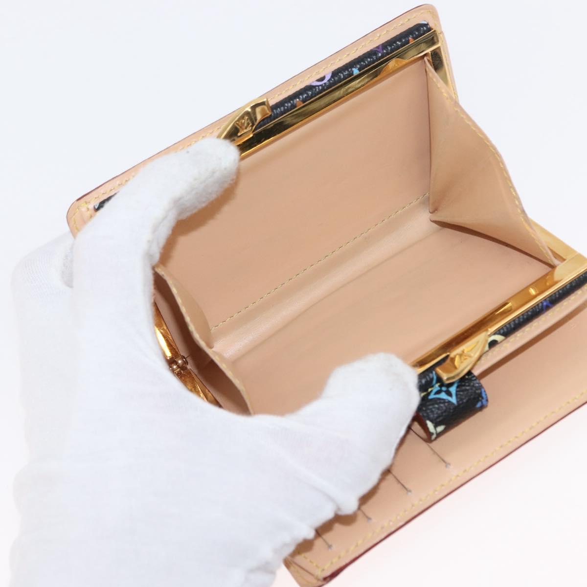 LOUIS VUITTON Multicolor Portefeuille Viennois Wallet Black M92988 Auth 155054