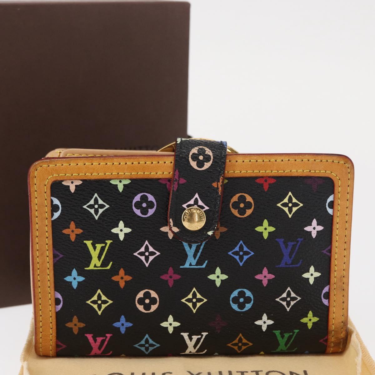 LOUIS VUITTON Multicolor Portefeuille Viennois Wallet Black M92988 Auth 155054