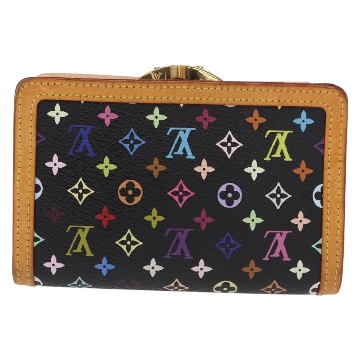 LOUIS VUITTON Multicolor Portefeuille Viennois Wallet Black M92988 Auth 155054