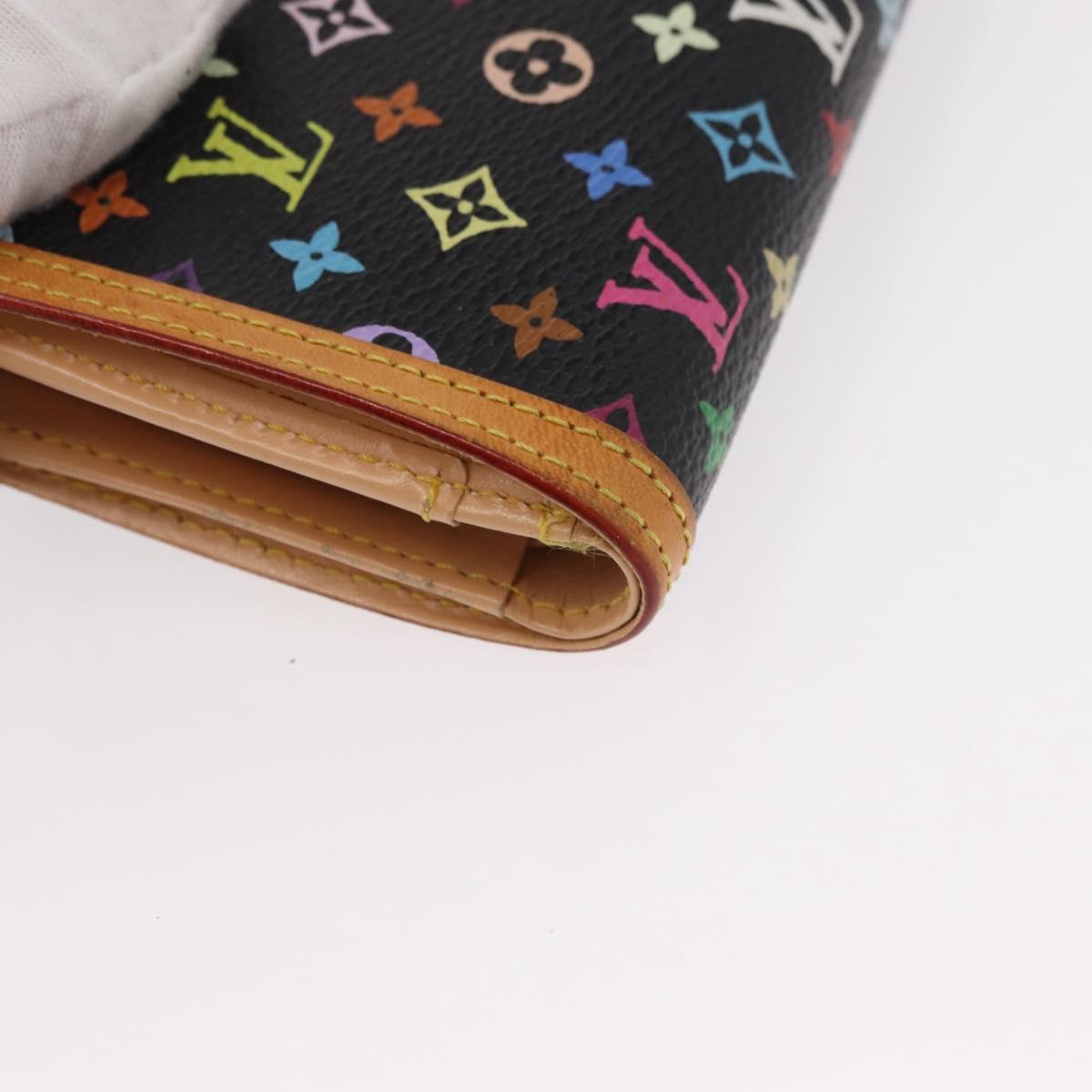 LOUIS VUITTON Multicolor Portefeuille Viennois Wallet Black M92988 Auth 155054