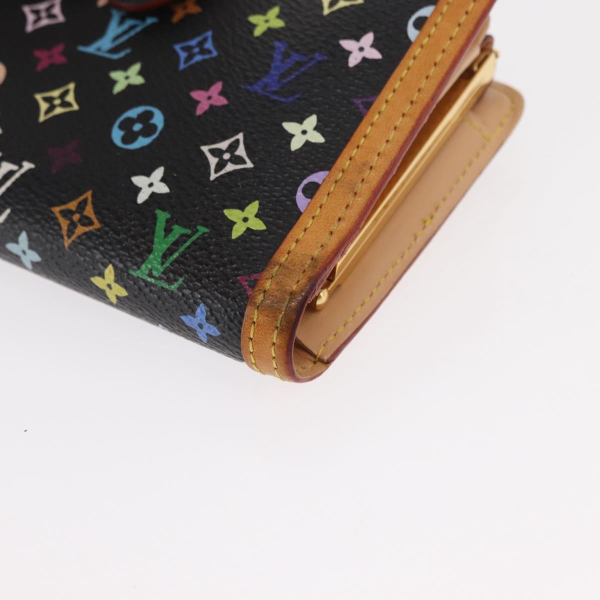 LOUIS VUITTON Multicolor Portefeuille Viennois Wallet Black M92988 Auth 155054