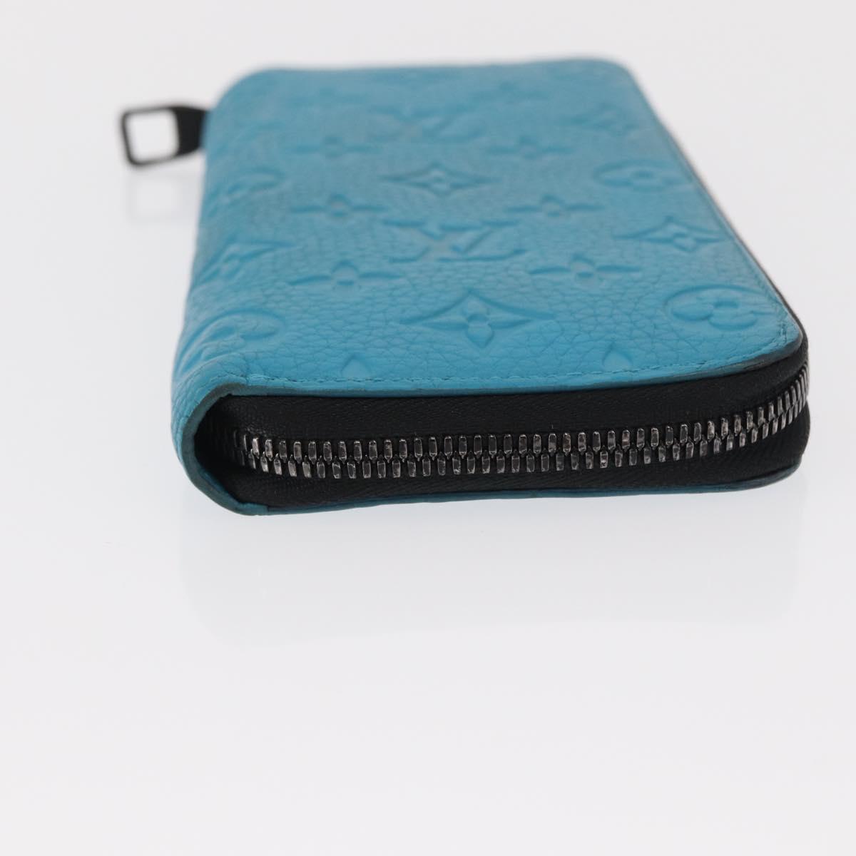 LOUIS VUITTON Monogram Taurillon Zippy Wallet Vertical Blue M69048 Auth 155055