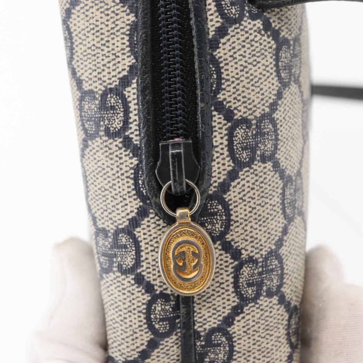 GUCCI GG Supreme Shoulder Bag PVC Leather Navy Gold 007 58 0093 Auth 155057