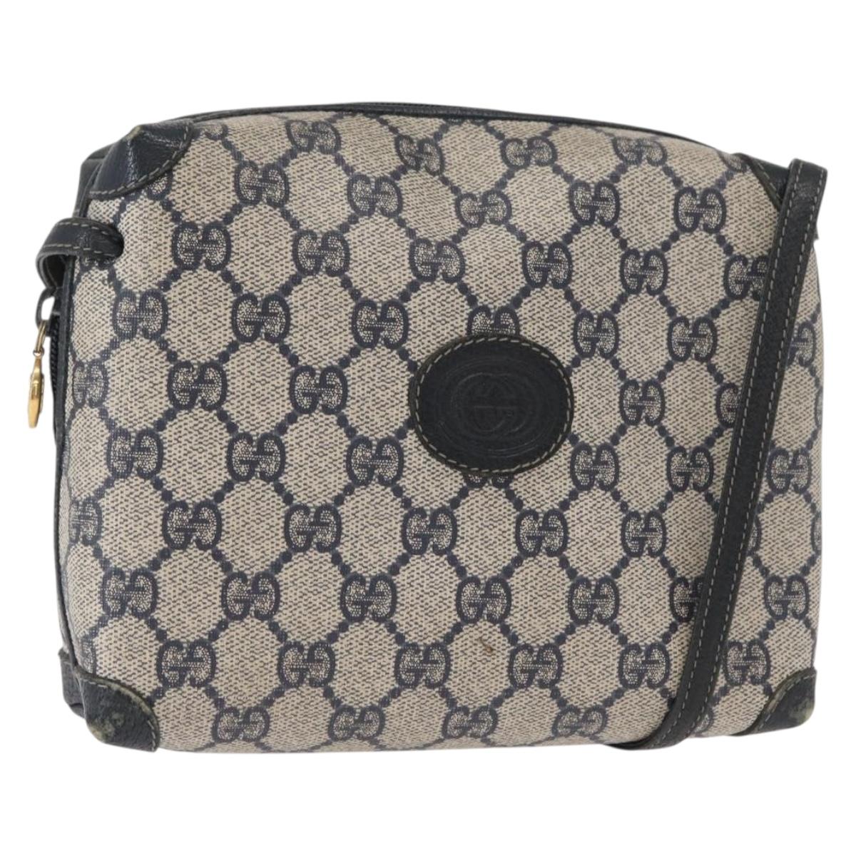 GUCCI GG Supreme Shoulder Bag PVC Leather Navy Gold 007 58 0093 Auth 155057