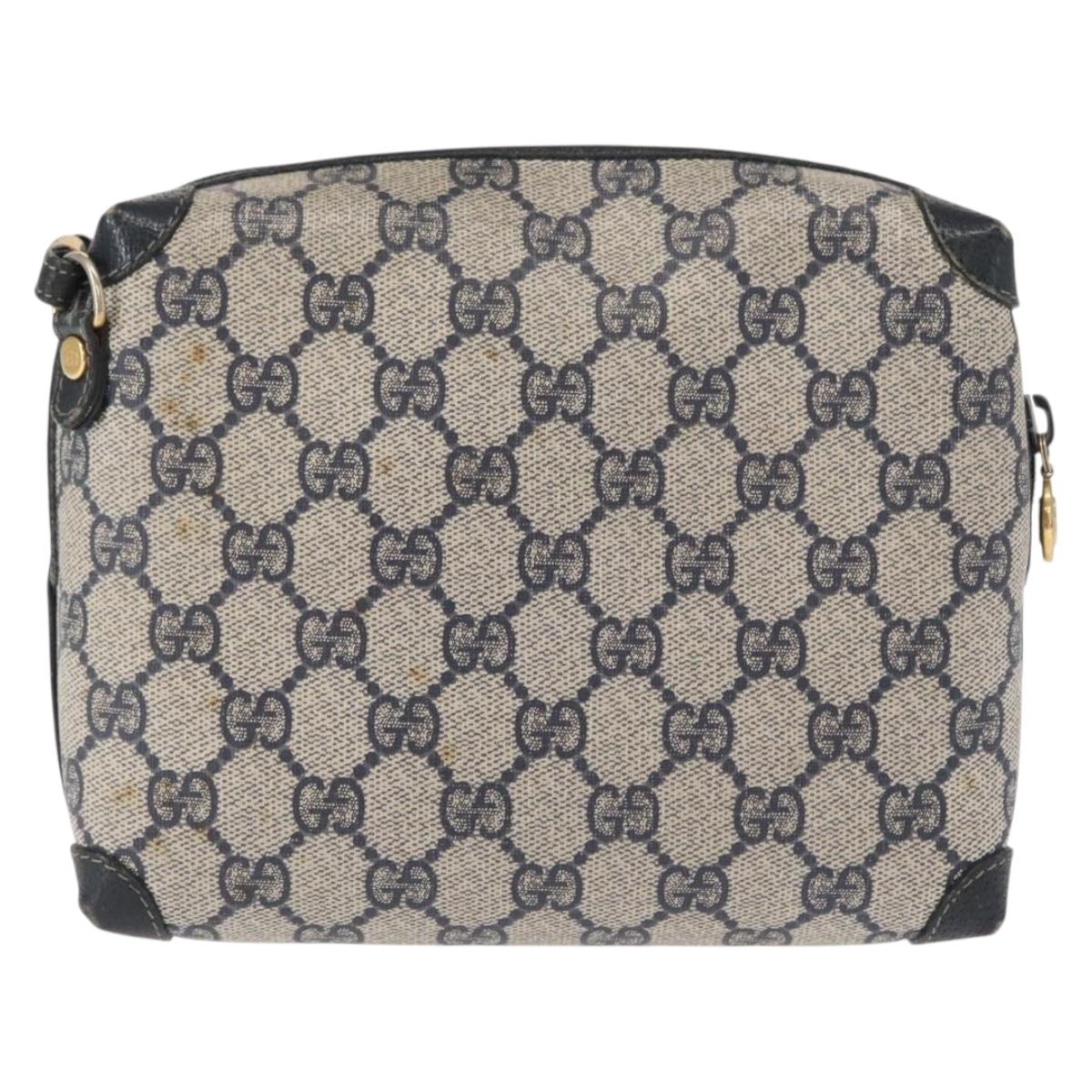 GUCCI GG Supreme Shoulder Bag PVC Leather Navy Gold 007 58 0093 Auth 155057