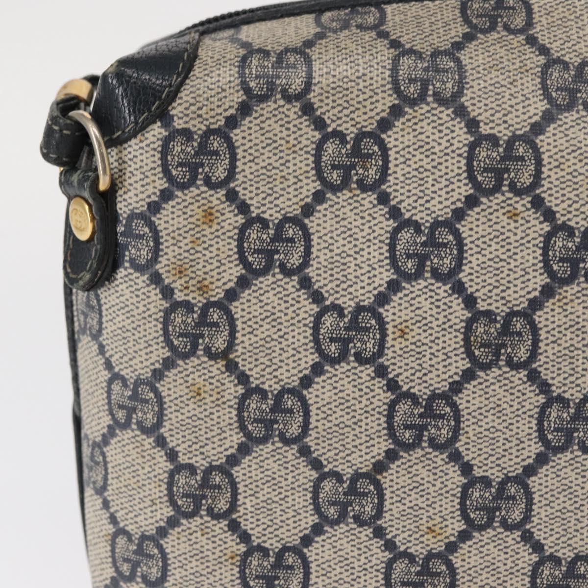 GUCCI GG Supreme Shoulder Bag PVC Leather Navy Gold 007 58 0093 Auth 155057