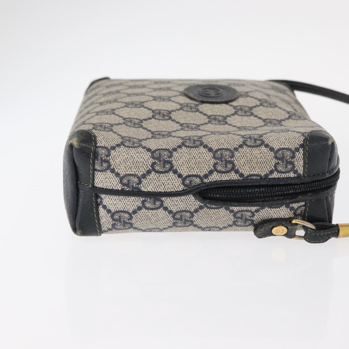 GUCCI GG Supreme Shoulder Bag PVC Leather Navy Gold 007 58 0093 Auth 155057