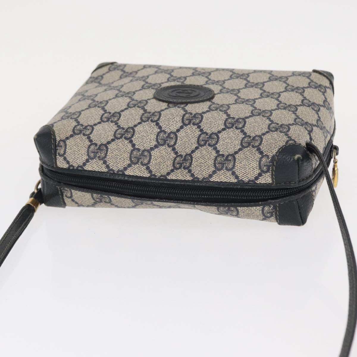 GUCCI GG Supreme Shoulder Bag PVC Leather Navy Gold 007 58 0093 Auth 155057