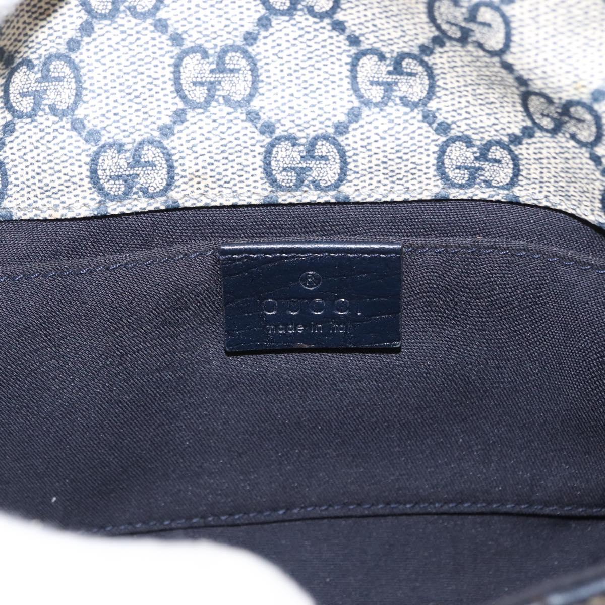 GUCCI GG Supreme Sherry Line Waist Bag PVC Navy Silver 152597 Auth 155059
