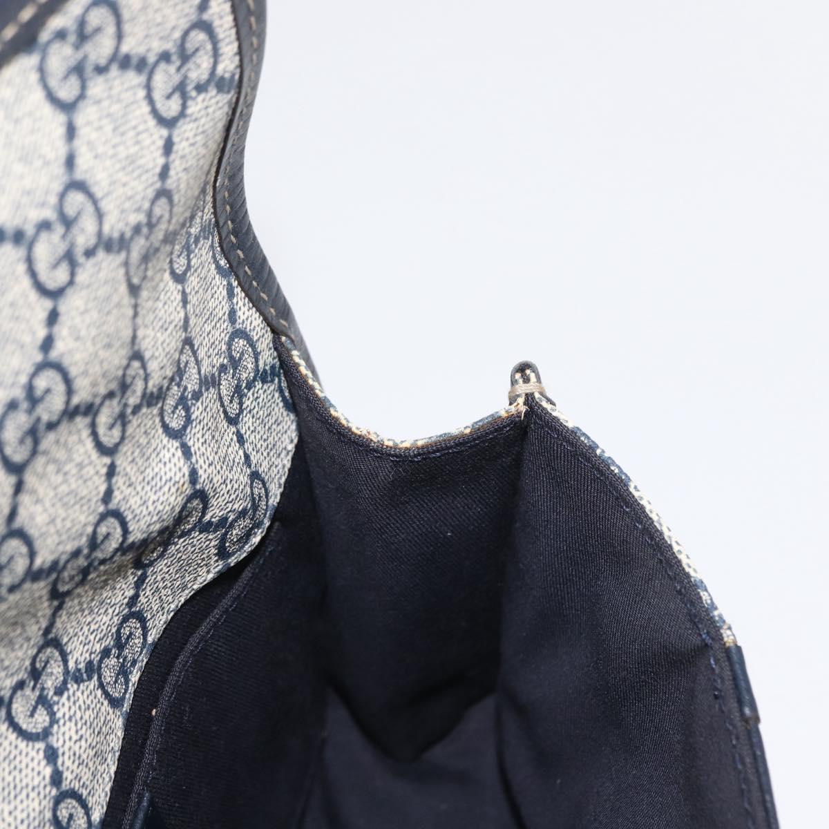 GUCCI GG Supreme Sherry Line Waist Bag PVC Navy Silver 152597 Auth 155059