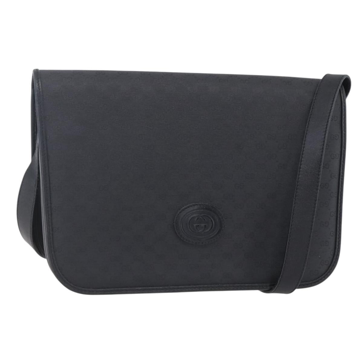 GUCCI Micro GG Canvas Shoulder Bag Black Gold 001 904 0915 Auth 155061