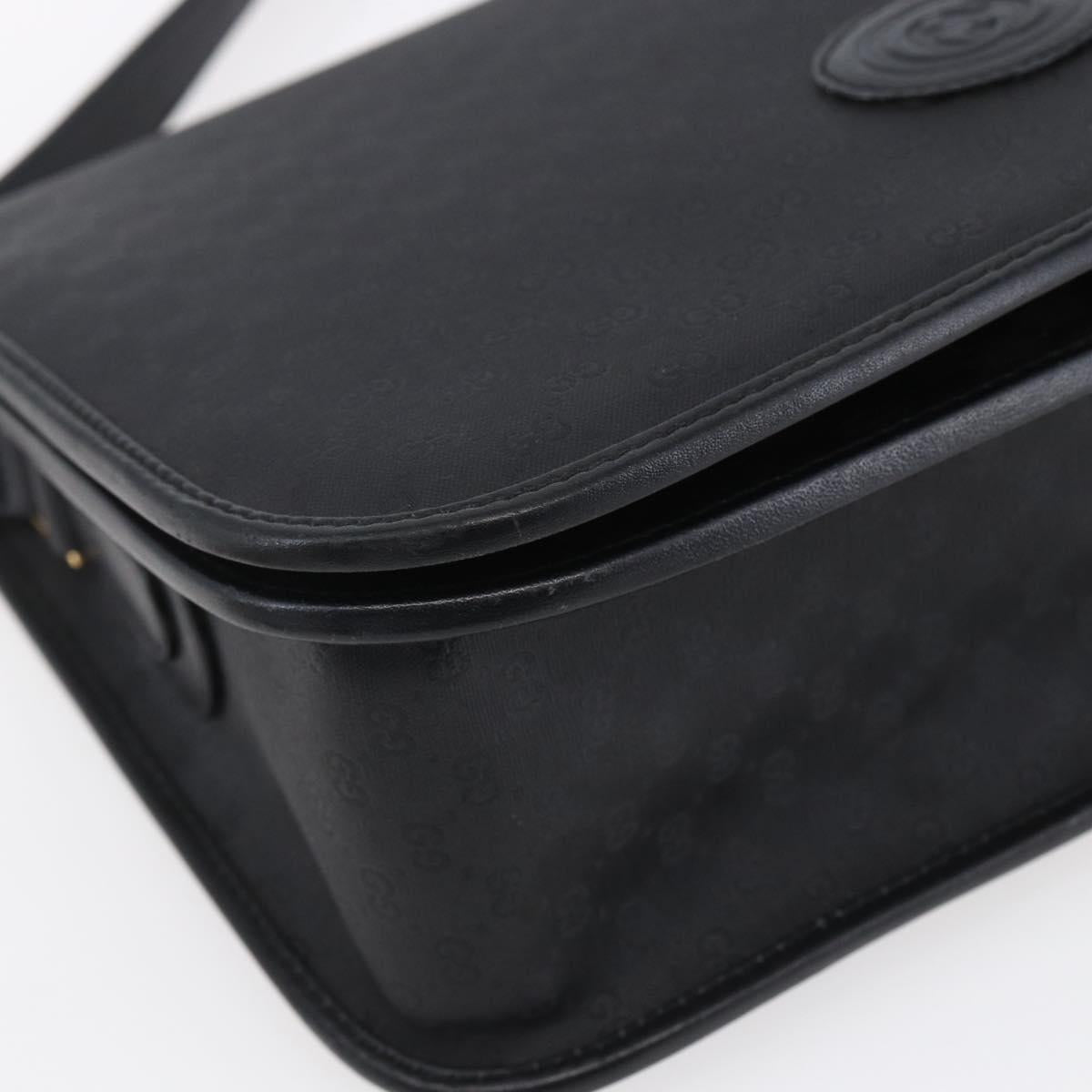 GUCCI Micro GG Canvas Shoulder Bag Black Gold 001 904 0915 Auth 155061