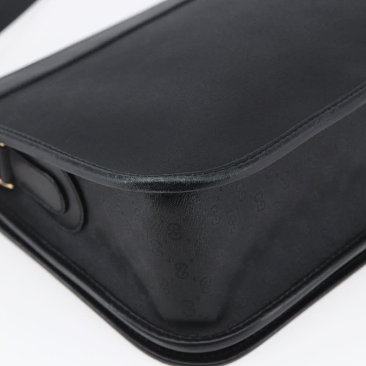 GUCCI Micro GG Canvas Shoulder Bag Black Gold 001 904 0915 Auth 155061