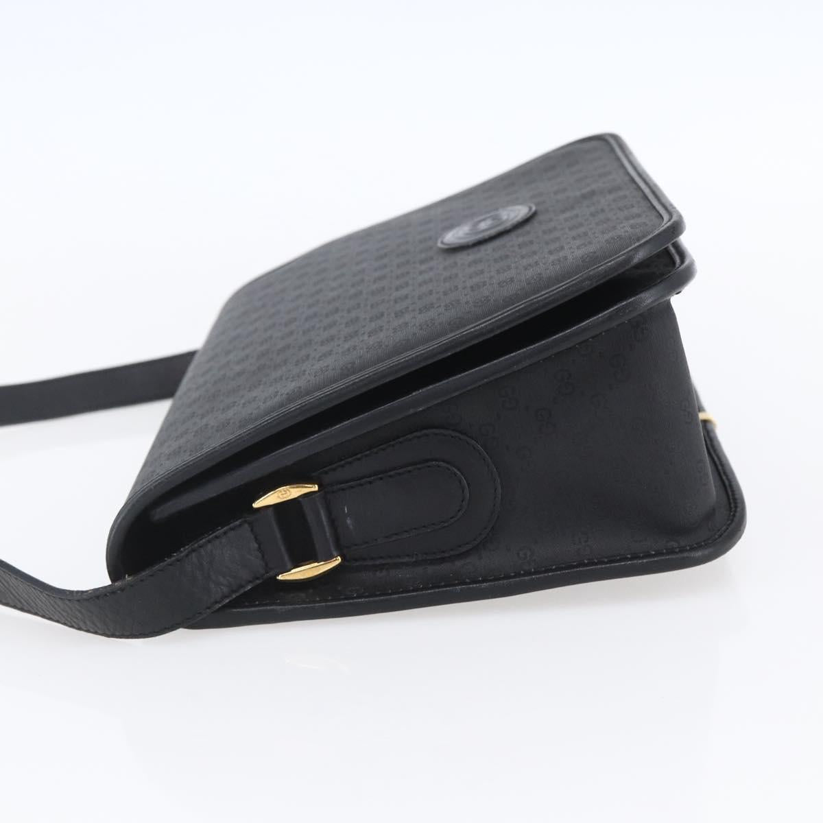 GUCCI Micro GG Canvas Shoulder Bag Black Gold 001 904 0915 Auth 155061