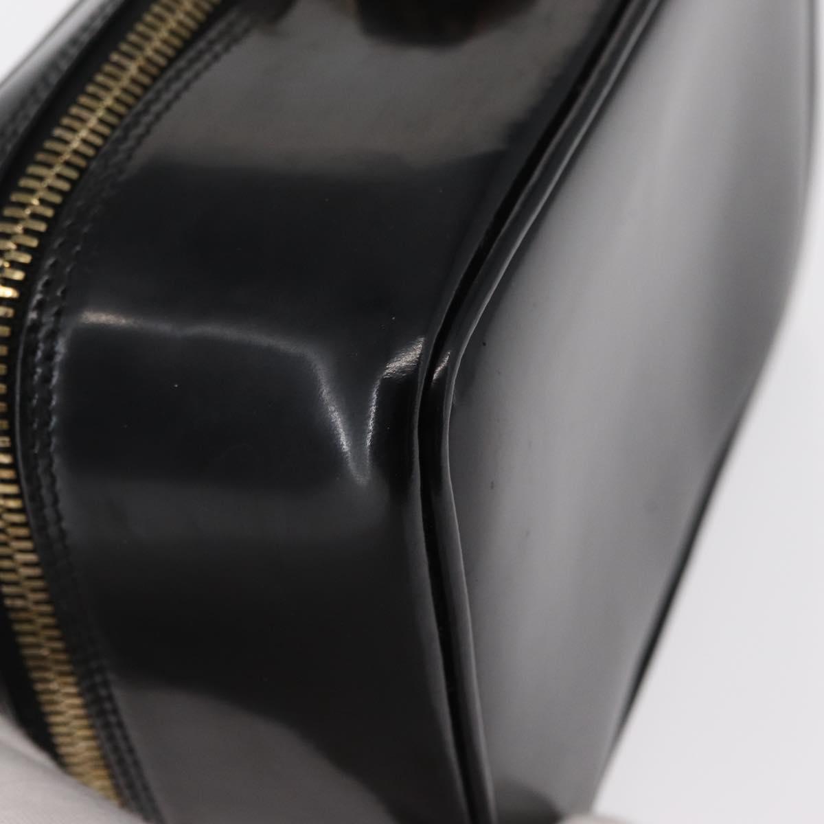 GUCCI Bamboo Vanity Pouch Enamel Black Gold 032 1956 0151 Auth 155062