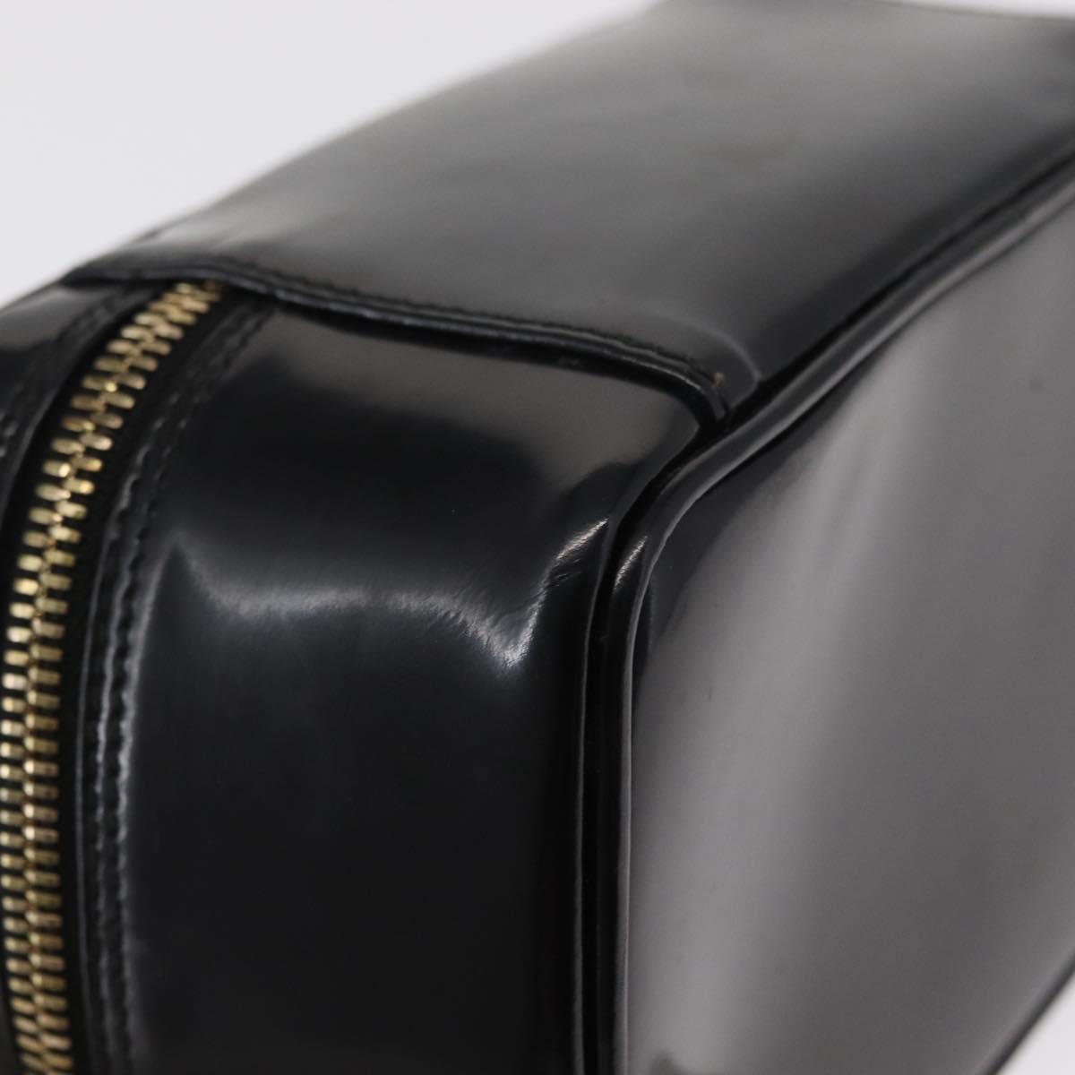 GUCCI Bamboo Vanity Pouch Enamel Black Gold 032 1956 0151 Auth 155062