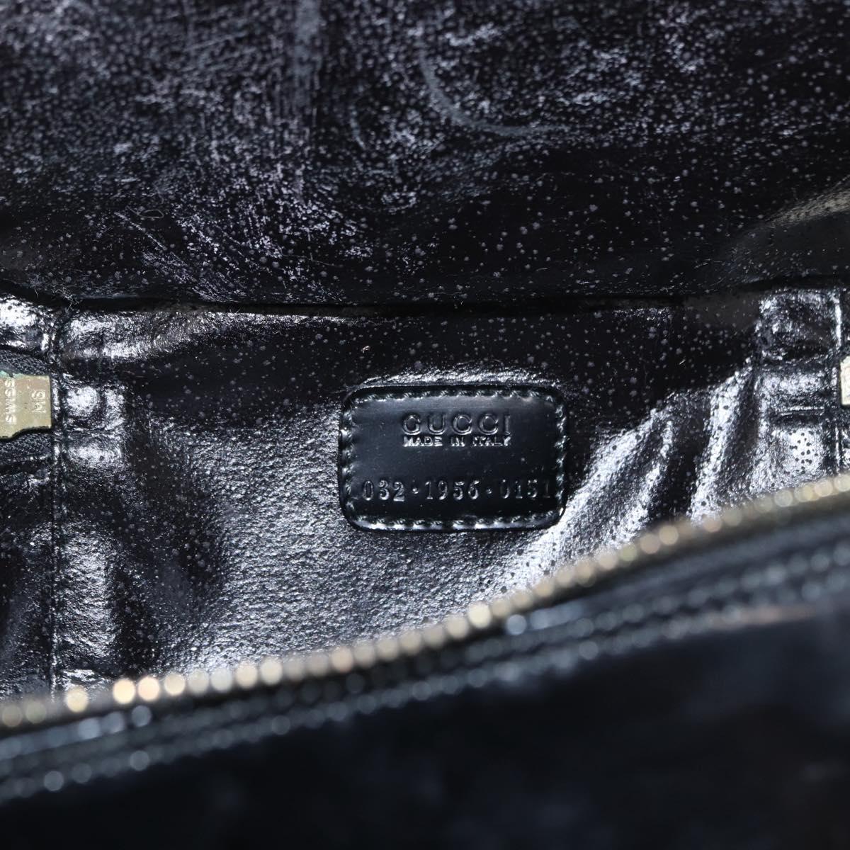 GUCCI Bamboo Vanity Pouch Enamel Black Gold 032 1956 0151 Auth 155062