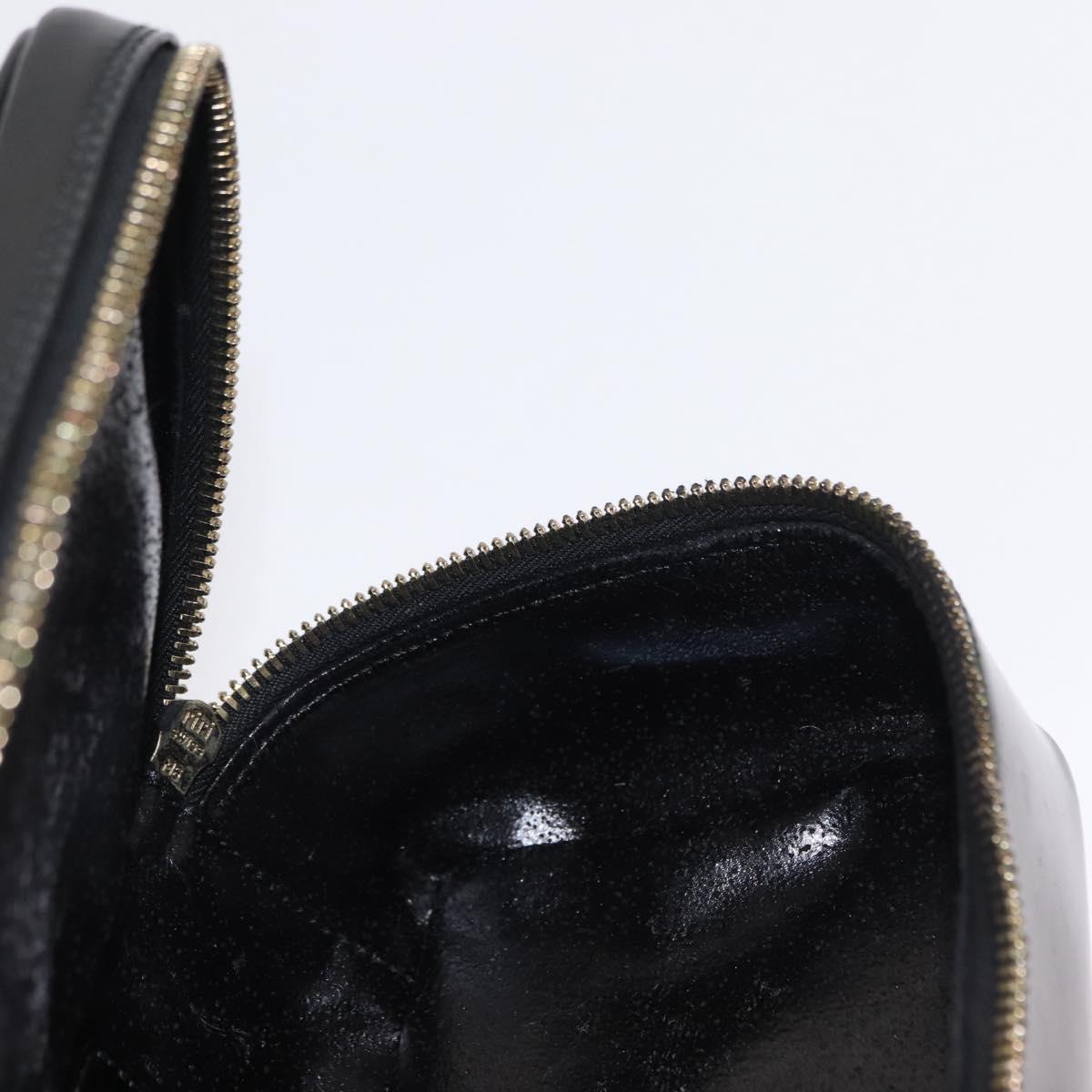 GUCCI Bamboo Vanity Pouch Enamel Black Gold 032 1956 0151 Auth 155062