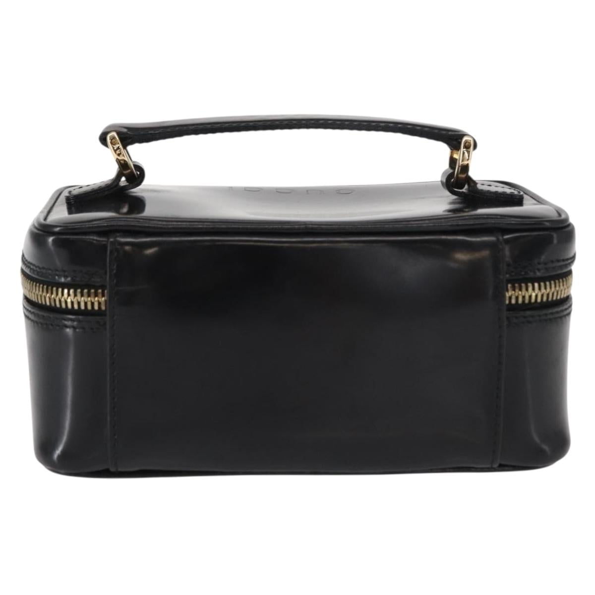 GUCCI Bamboo Vanity Pouch Enamel Black Gold 032 1956 0151 Auth 155062