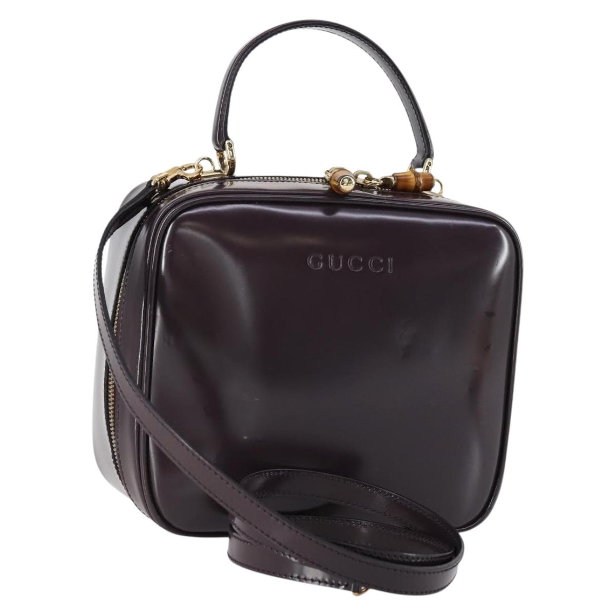GUCCI Bamboo Hand Bag Enamel 2way Purple Gold 000 270 0323 Auth 155063
