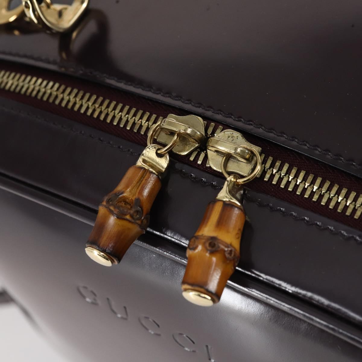 GUCCI Bamboo Hand Bag Enamel 2way Purple Gold 000 270 0323 Auth 155063