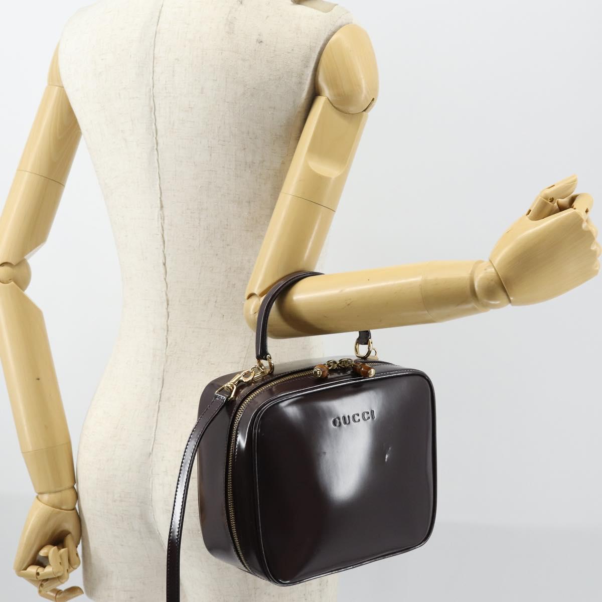 GUCCI Bamboo Hand Bag Enamel 2way Purple Gold 000 270 0323 Auth 155063