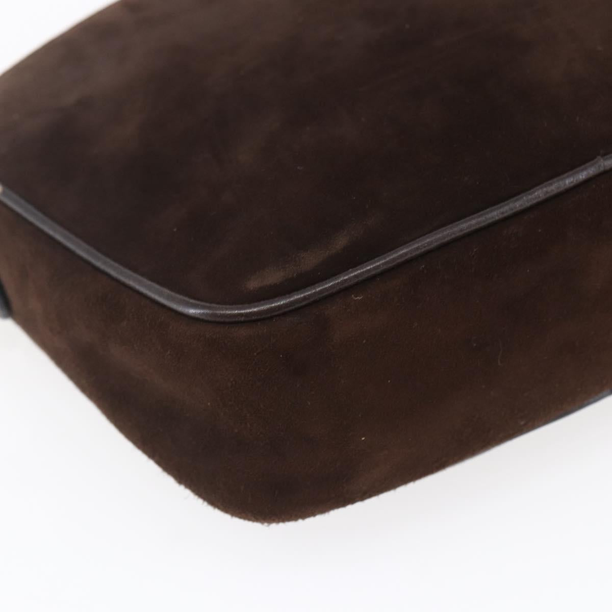 Salvatore Ferragamo Gancini Shoulder Bag Suede Brown Gold Auth 155065