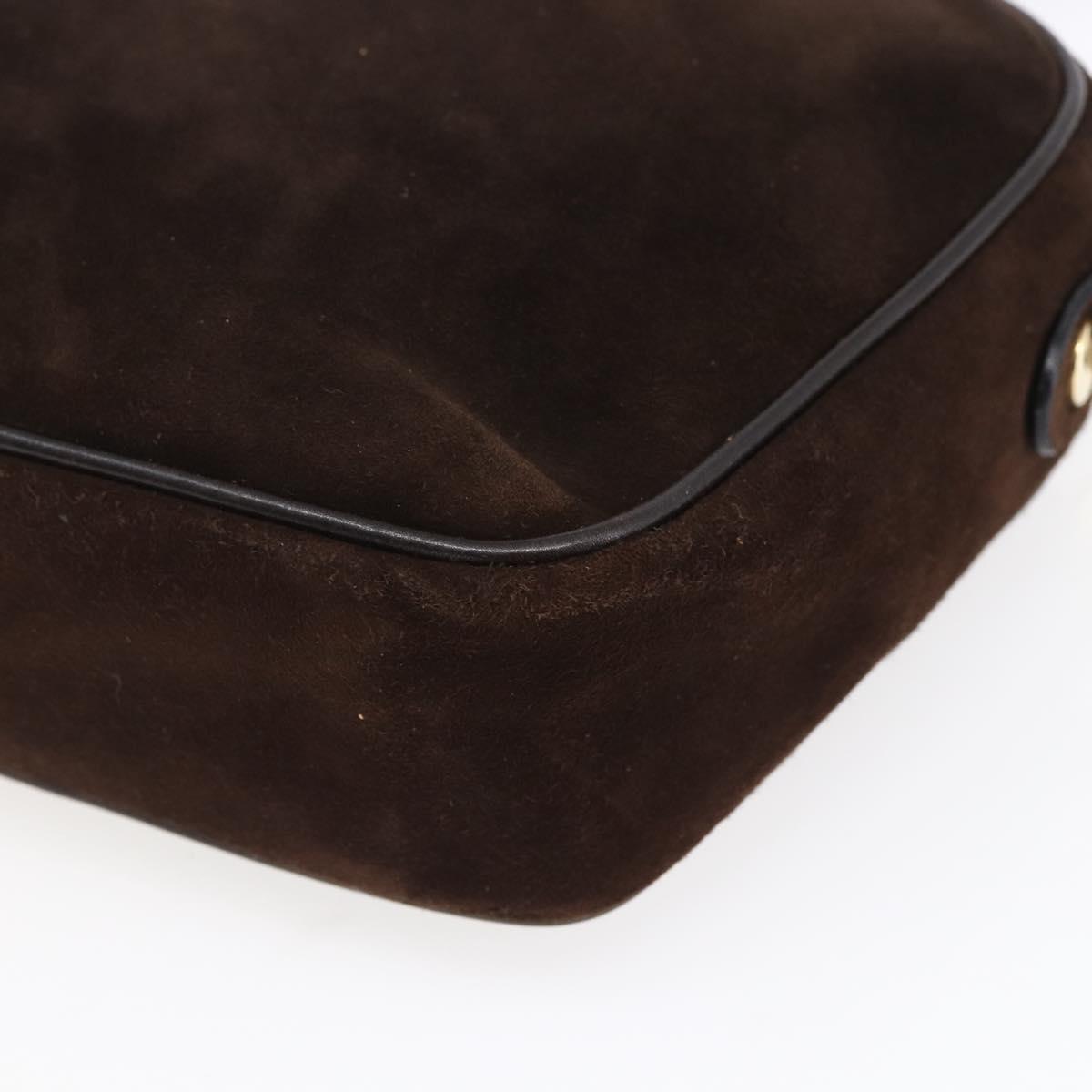 Salvatore Ferragamo Gancini Shoulder Bag Suede Brown Gold Auth 155065