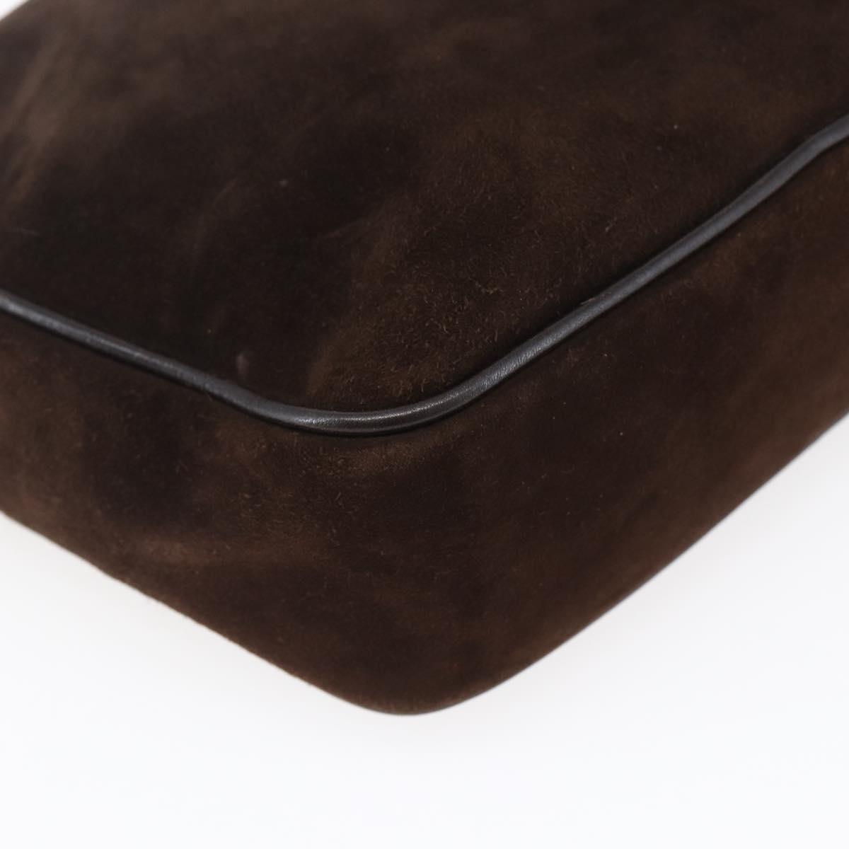 Salvatore Ferragamo Gancini Shoulder Bag Suede Brown Gold Auth 155065