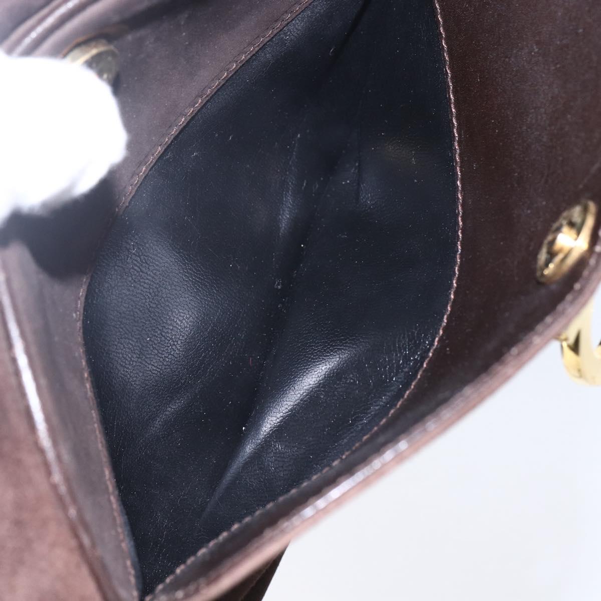 Salvatore Ferragamo Gancini Shoulder Bag Suede Brown Gold Auth 155065