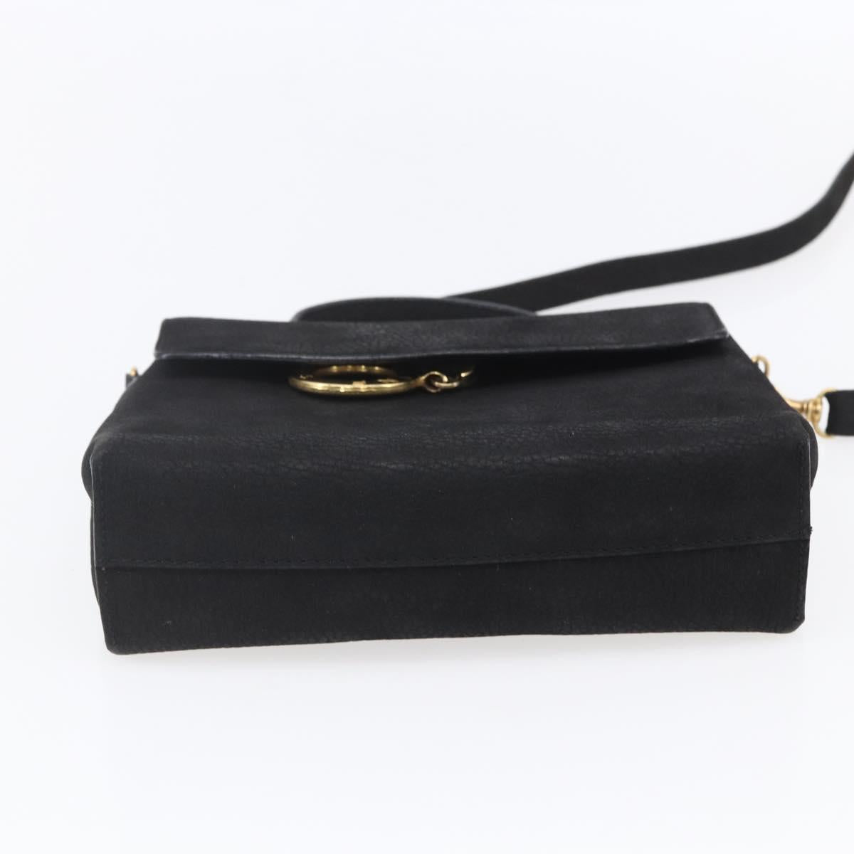 CELINE Shoulder Bag Leather Black Gold Auth 155068