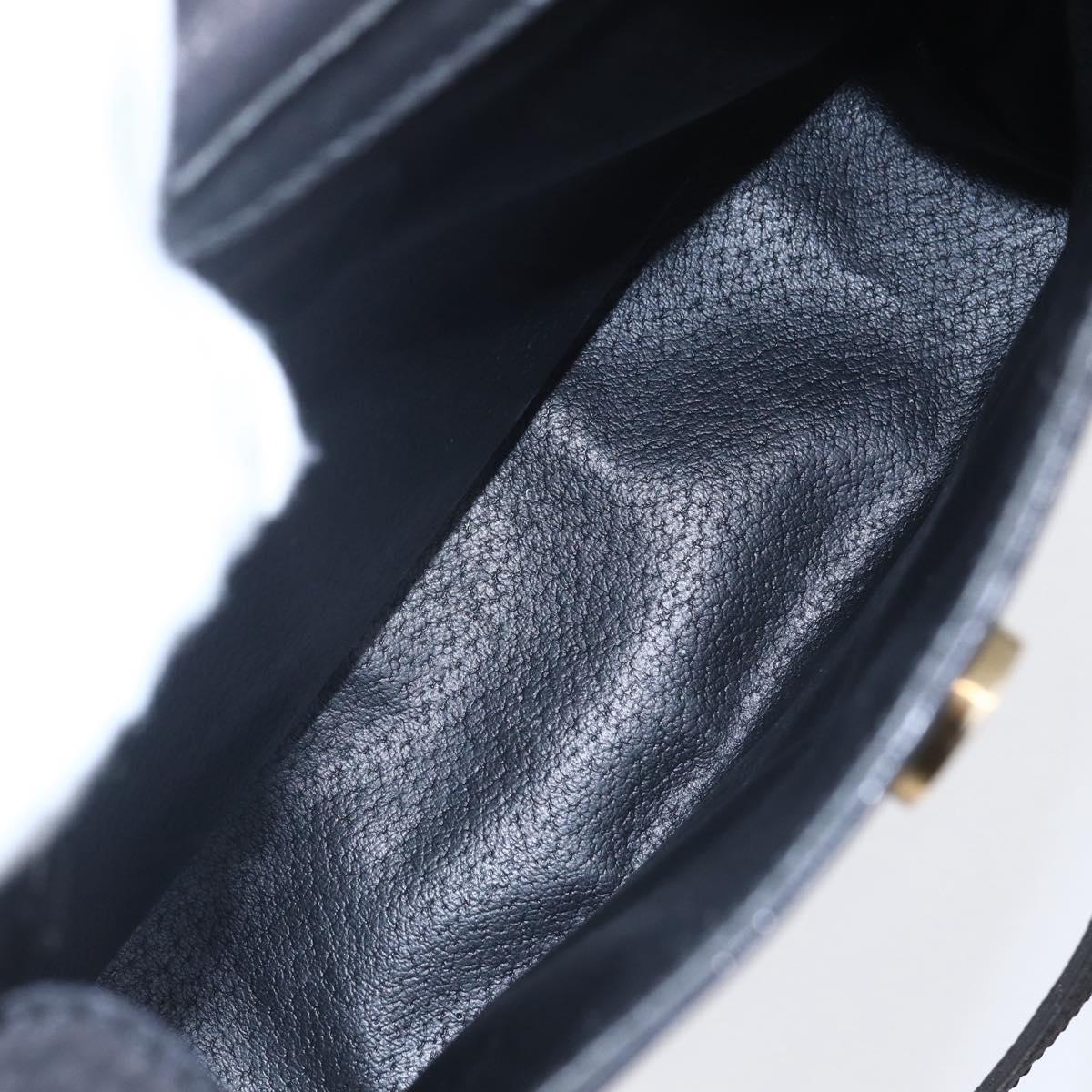 CELINE Shoulder Bag Leather Black Gold Auth 155068