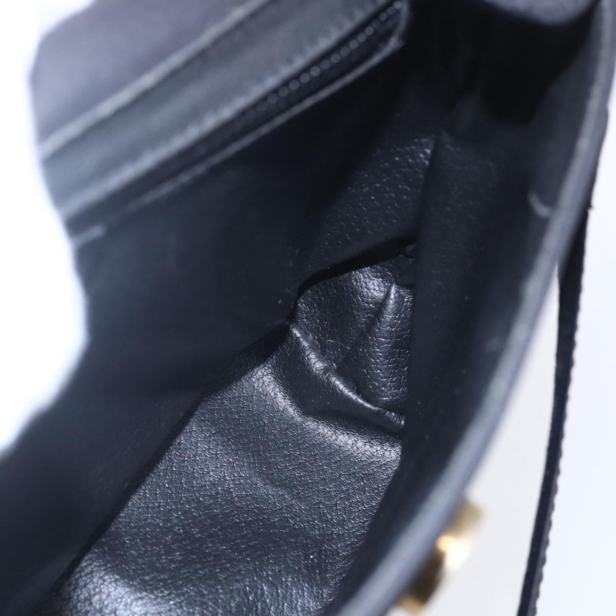 CELINE Shoulder Bag Leather Black Gold Auth 155068